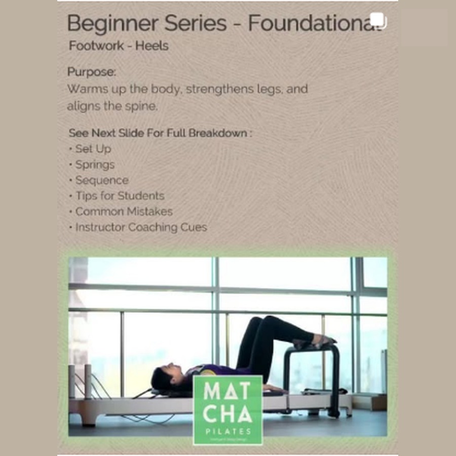 Beginner foundational footwork series, Matcha Pilates branded tutorial